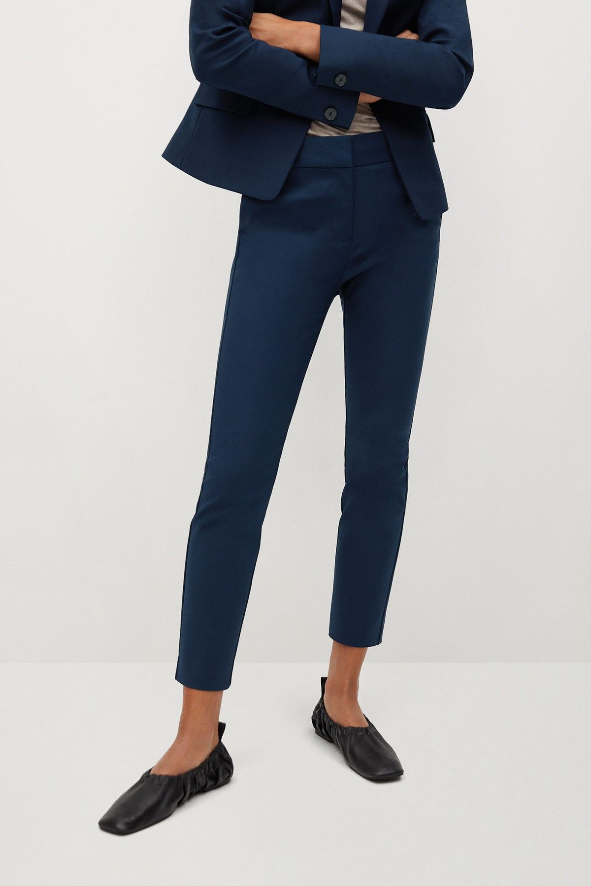 Navy Blue Velvet Pant Suit with peak lapels | Sumissura