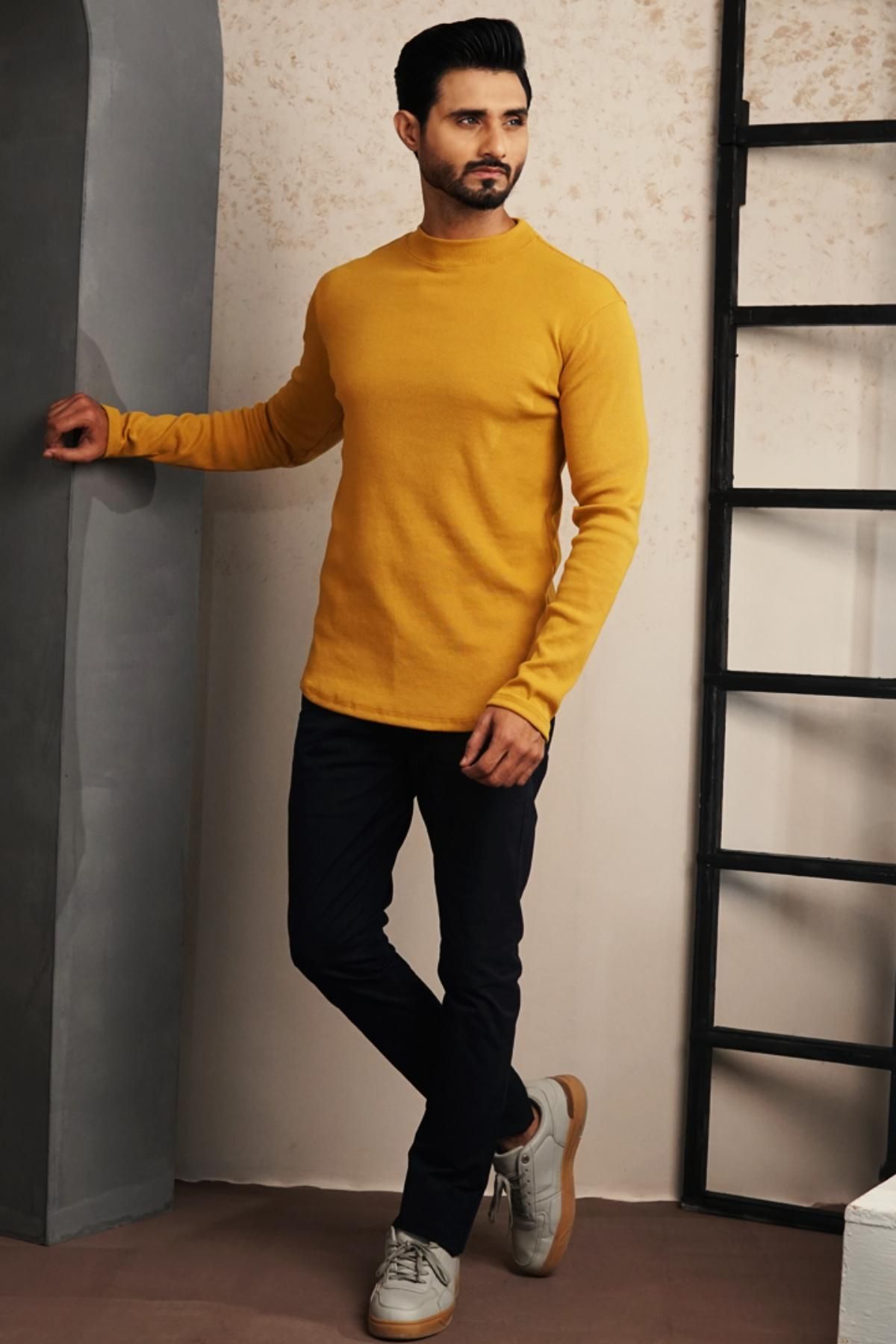 Yellow Mock Neck Sweatshirt