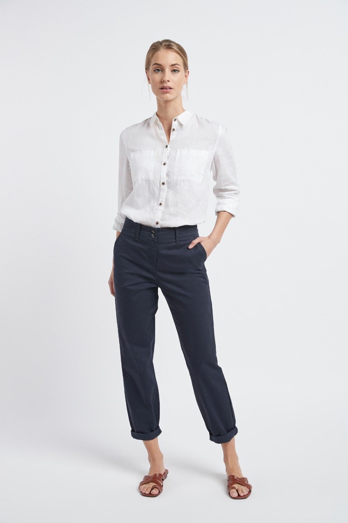 Next Women Navy Tapered Crop Relaxed Trousers – Quality Brands Outlet