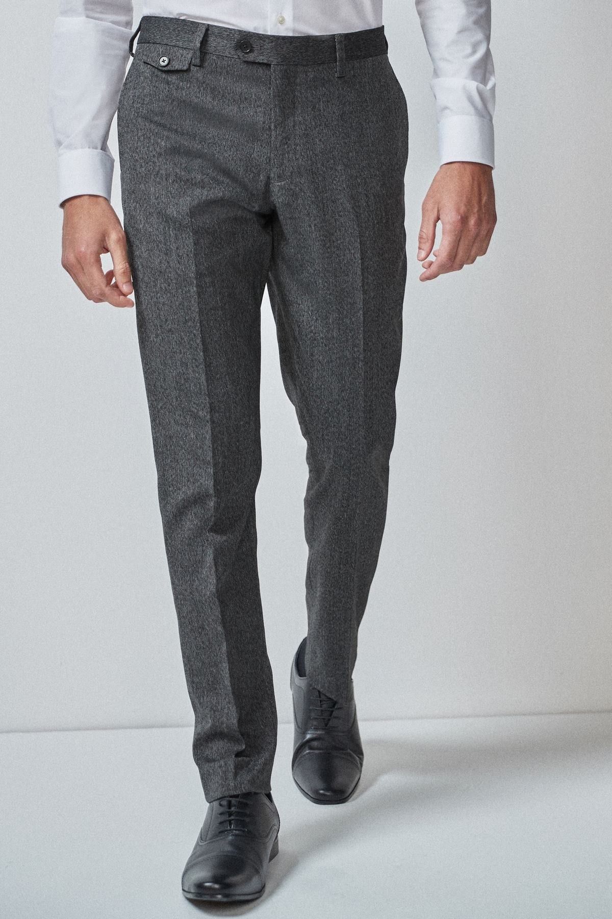 Grey Donegal Wool Blend Tailored Suit Trouser  Suit Direct