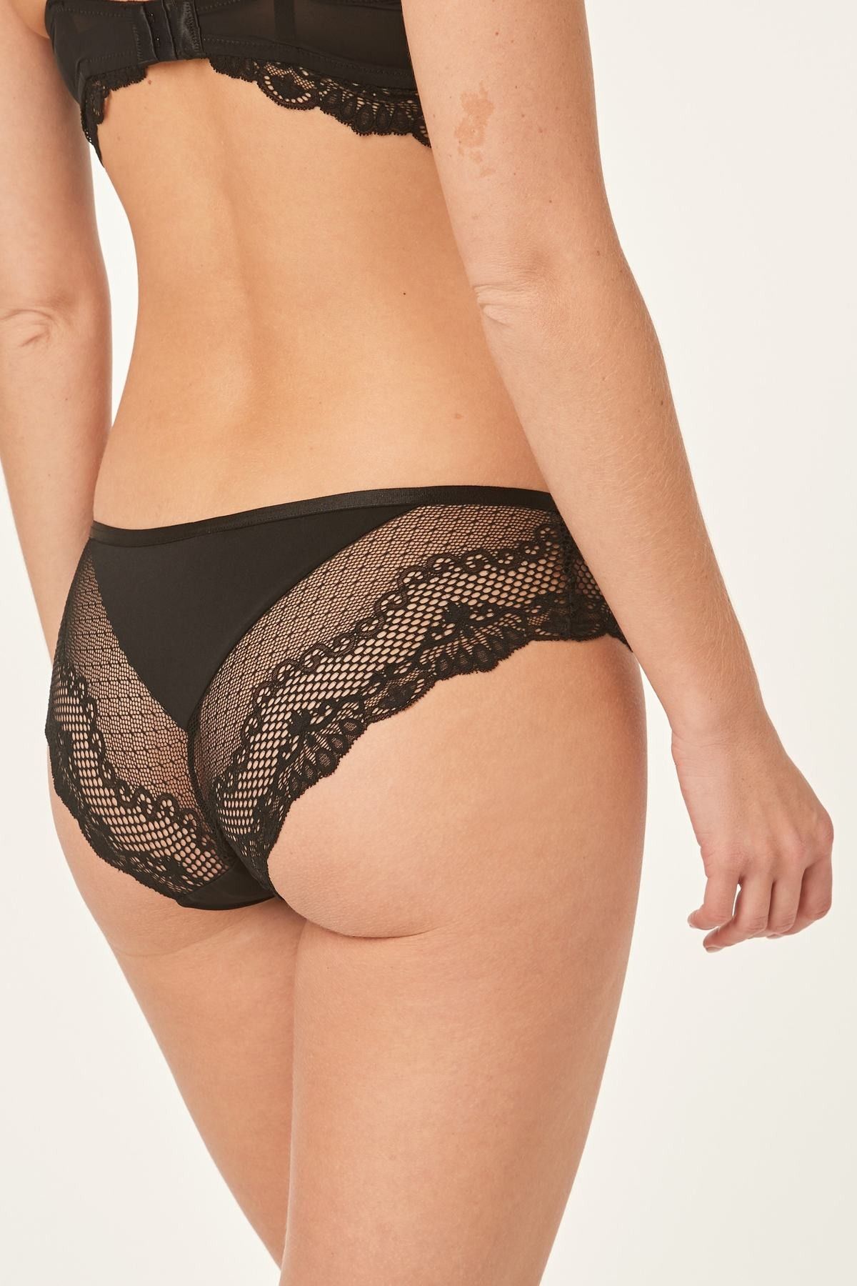 NEXT Microfibre And Lace Knickers Black Women Briefs