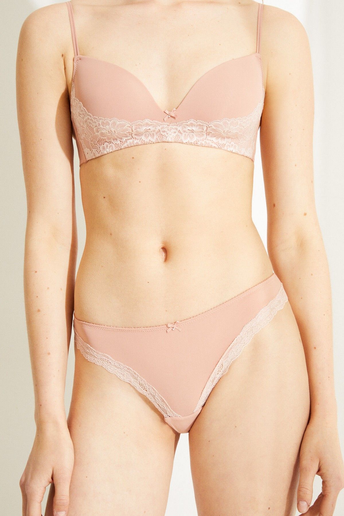 Classic Pink Microfibre And Lace Panty