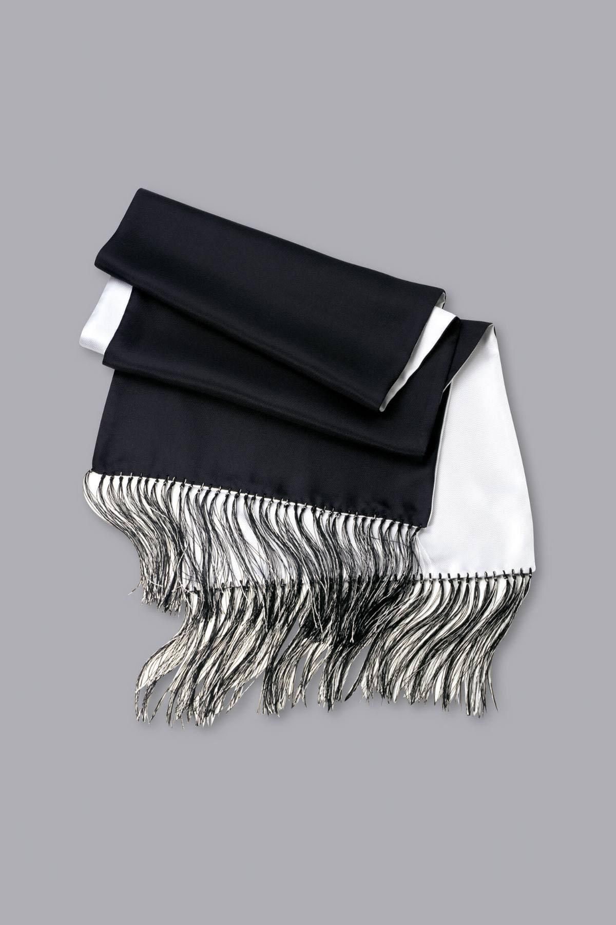 Black And White Reversible Silk Scarf