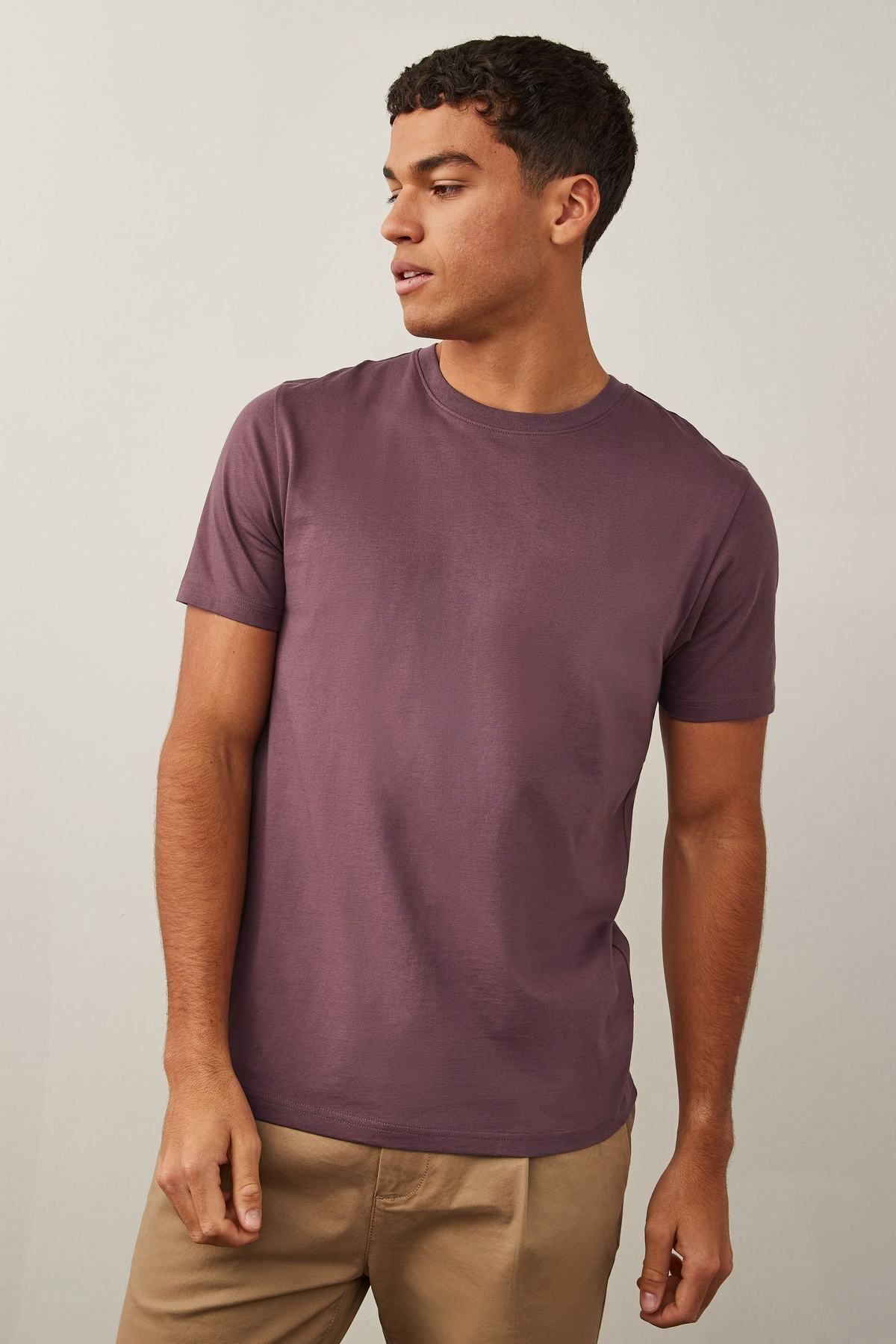 NEXT essential-crew-neck-t-shirt-nxt-u92667-purple Monochrome Men