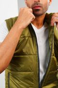 MENDEEZ Lime Gold Moondust Metallic Sleeveless Puffer Jacket Olive Men  Jackets